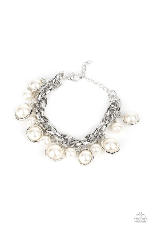 Orbiting Opulence Silver Pearl Bracelet