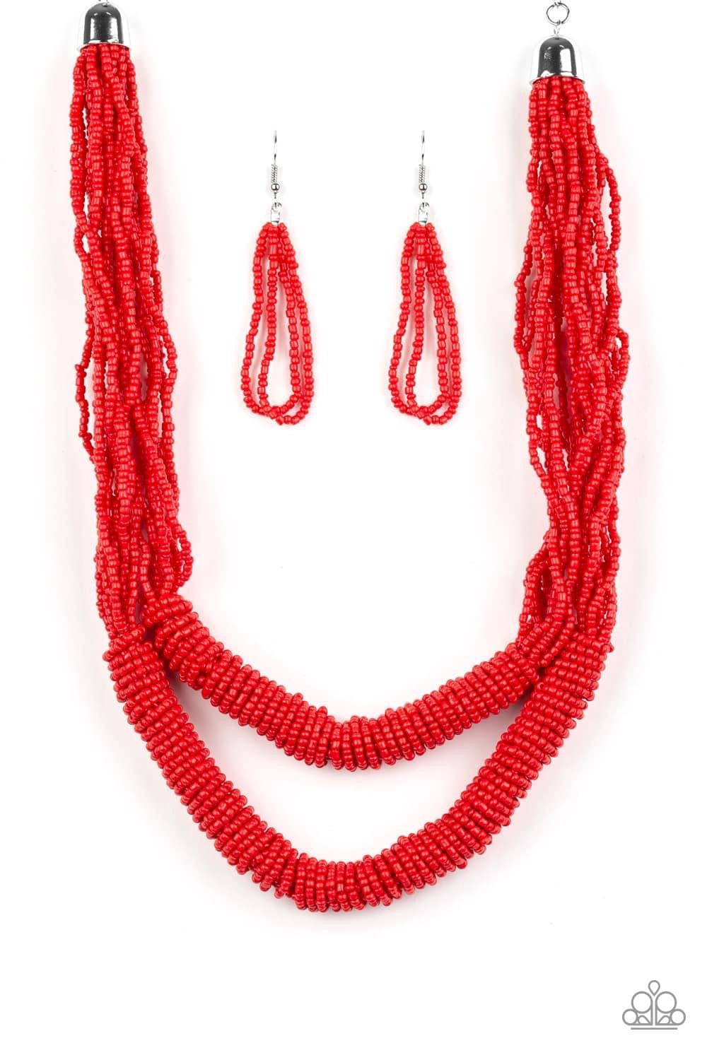 Right as Rainforest Red Seedbead Necklace