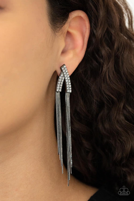 It Takes Two to Tassel Gunmetal Earrings