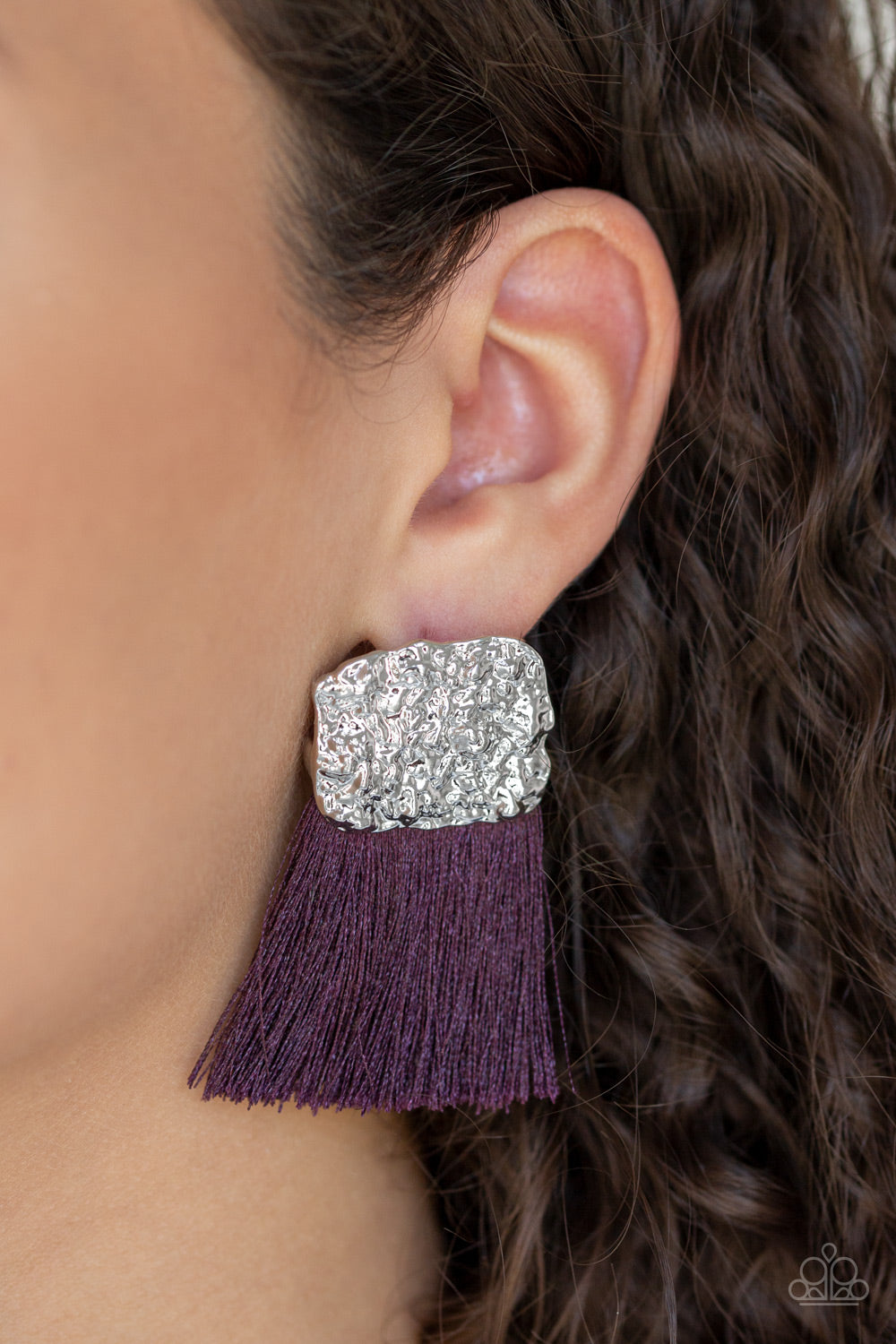 Plume Bloom Purple Tassel Earrings