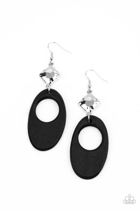 Retro Reveal Black Wood Earrings