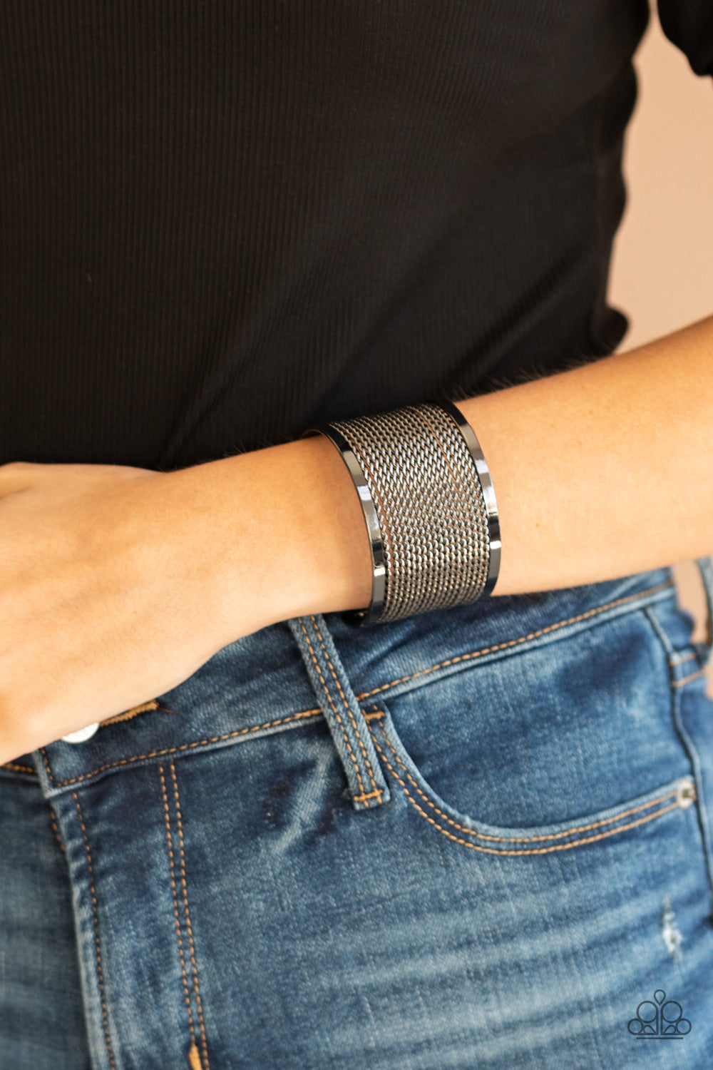 Stacked Sensation Gunmetal Cuff Bracelet