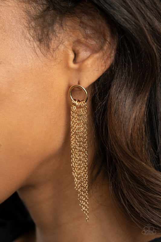 Divinely Dipping Gold Post Earring