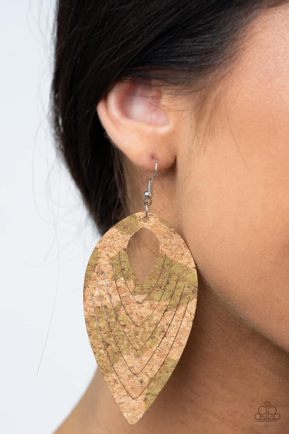 Cork Cabana Green Earrings