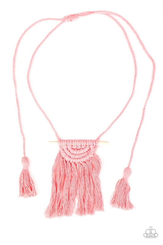 Between You and Macrame Long Pink Necklace