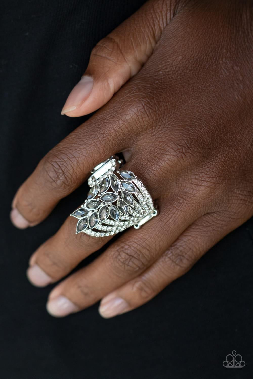 Clear Cut Cascade Gunmetal Ring