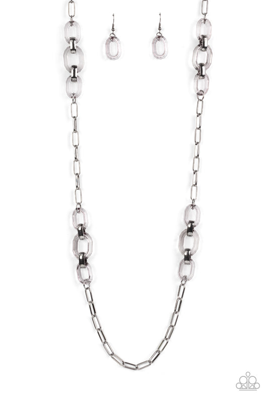 Have I Made Myself Clear Long Gunmetal Necklace