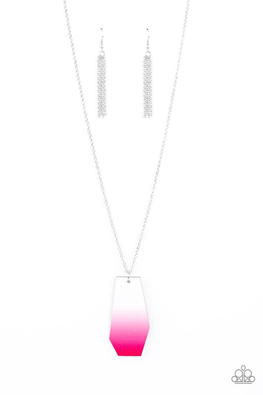 Watercolor Skies Long Pink Necklace