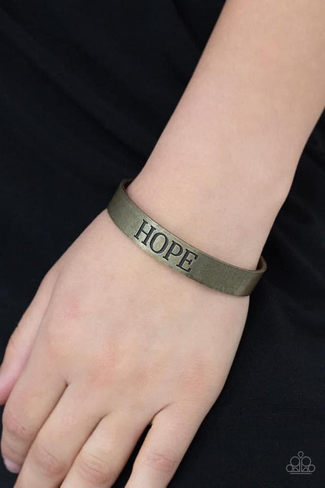 Hope Makes The World Go Round Brass Cuff Bracelet