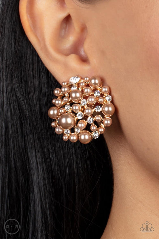 Head to Toe Twinkle Brown Clip On Earrings