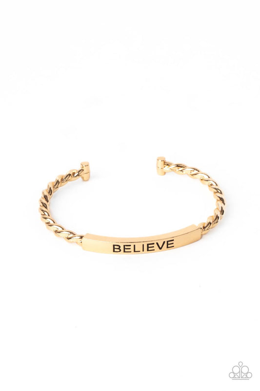 Keep Calm and Believe Gold Urban Unisex Cuff Bracelet