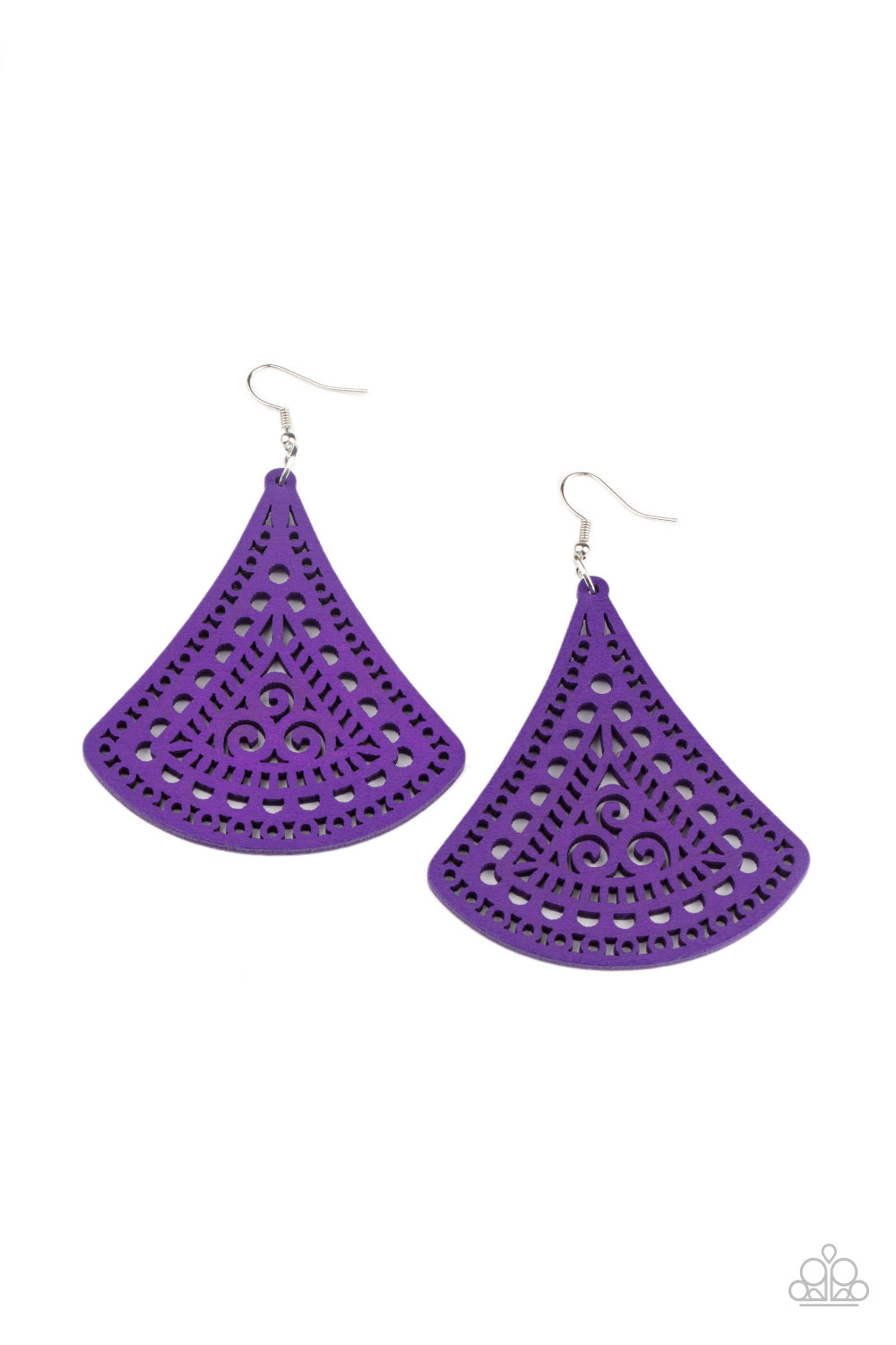 Fan to Fan Purple Wood Earrings