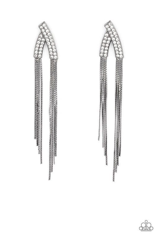 It Takes Two to Tassel Gunmetal Earrings