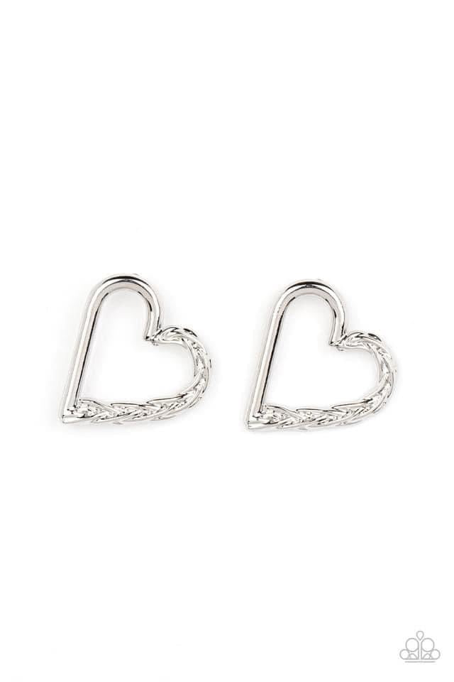 Cupid Who Silver Heart Post Earrings