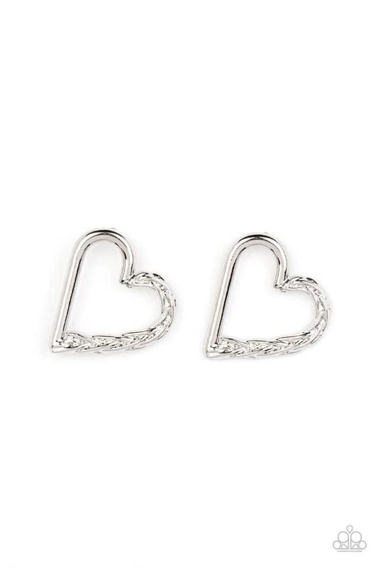 Cupid Who Silver Heart Post Earrings