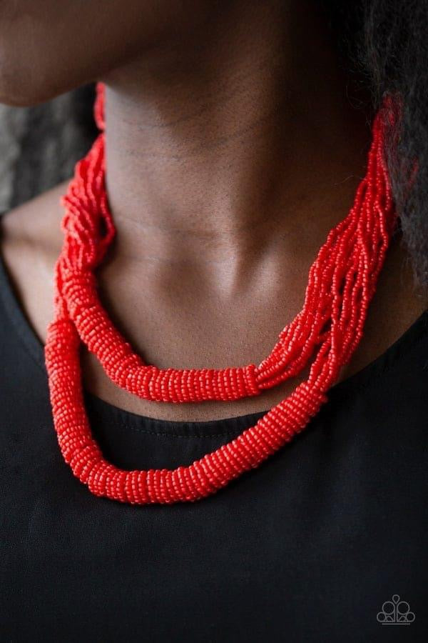 Right as Rainforest Red Seedbead Necklace