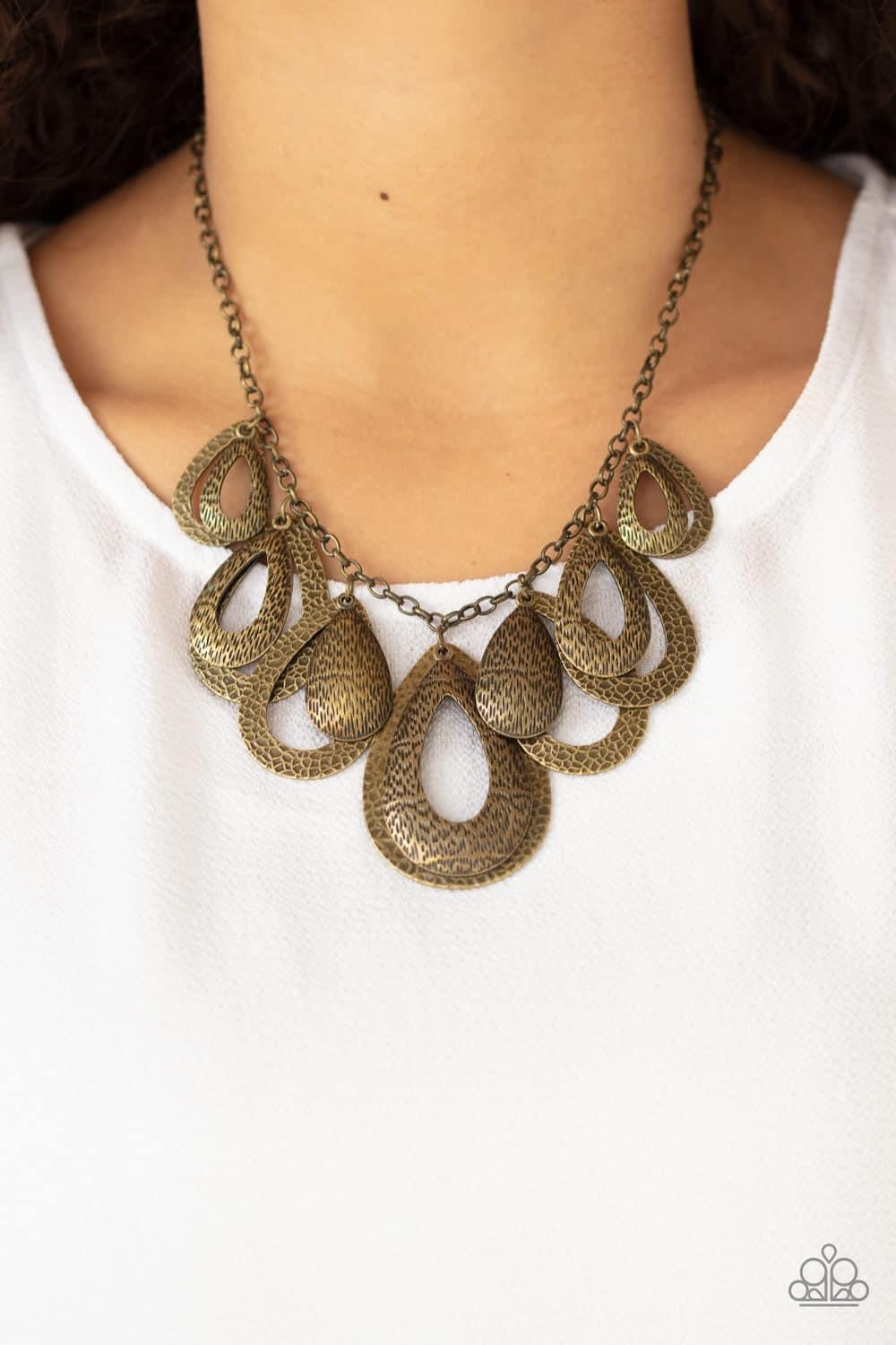 Teardrop Tempest Brass Necklace