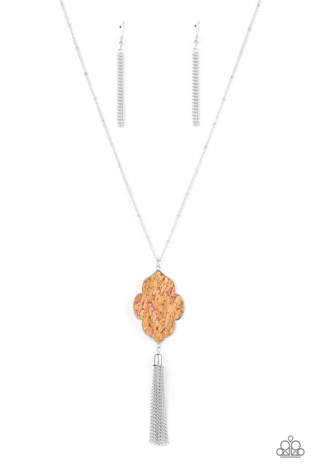 One Night In Casablanca Long Pink Cork Necklace