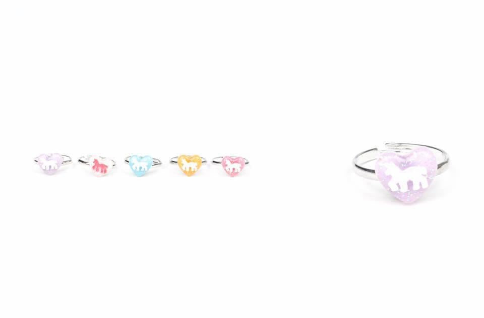 Starlet Shimmer Glitter Heart Unicorn Rings