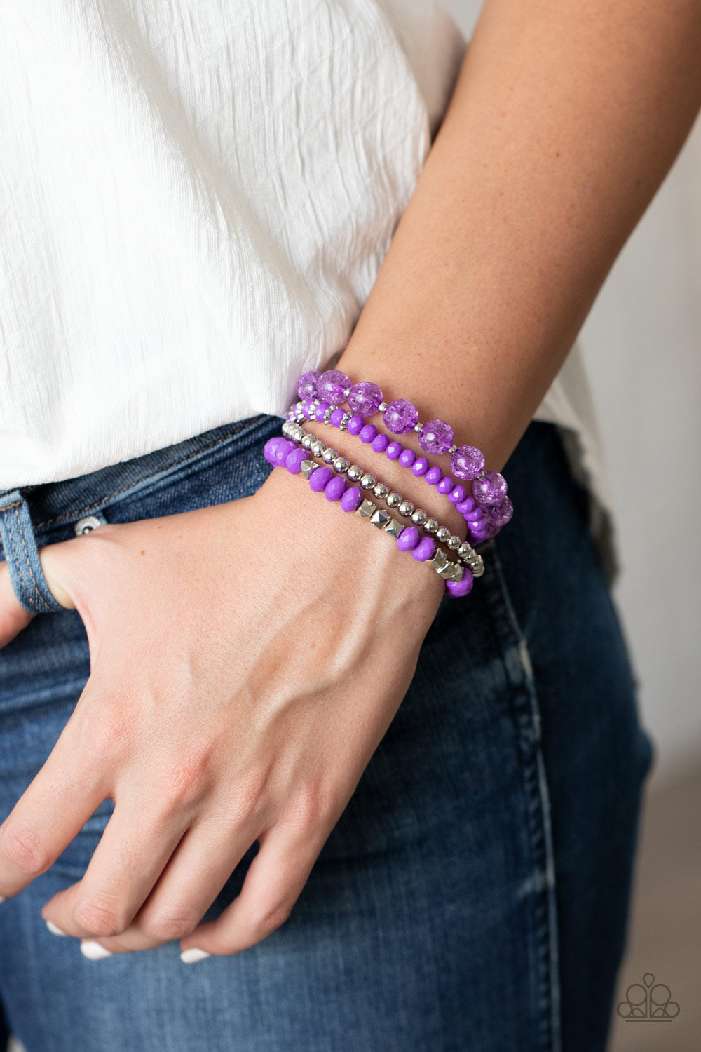 Layered Luster Purple Bracelets