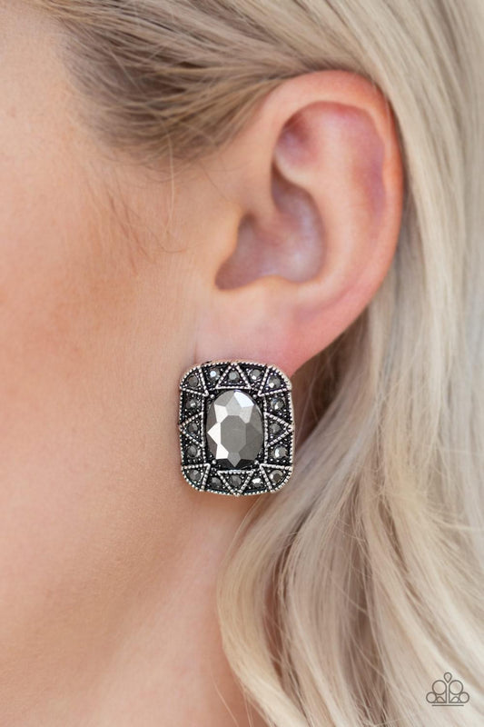 Young Money Gunmetal Post Earrings