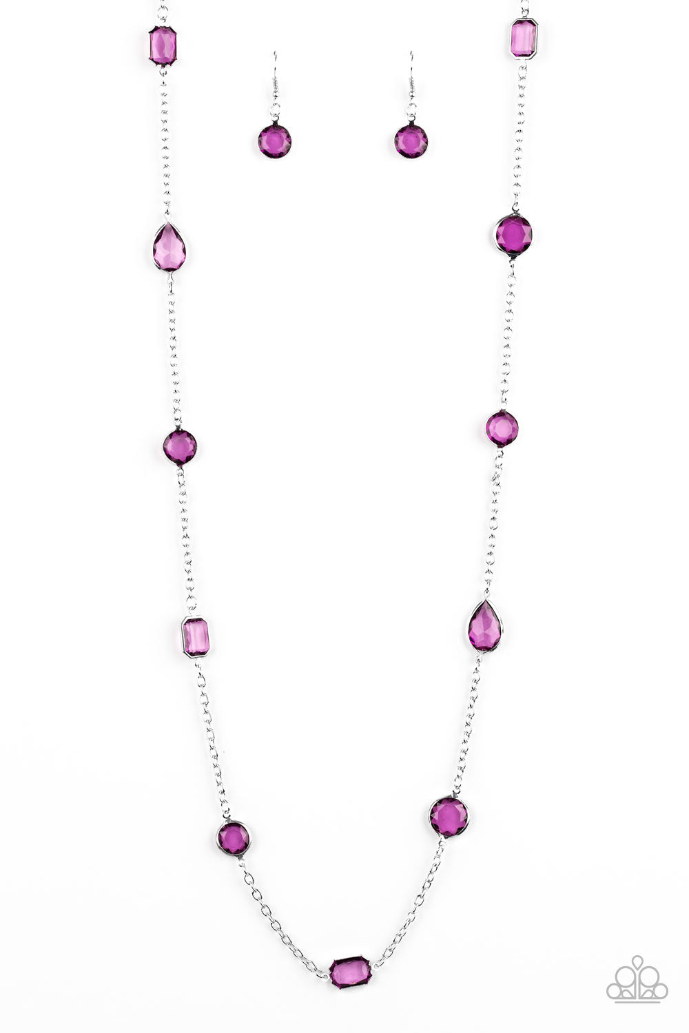 Glassy Glamourous Long Purple Necklace