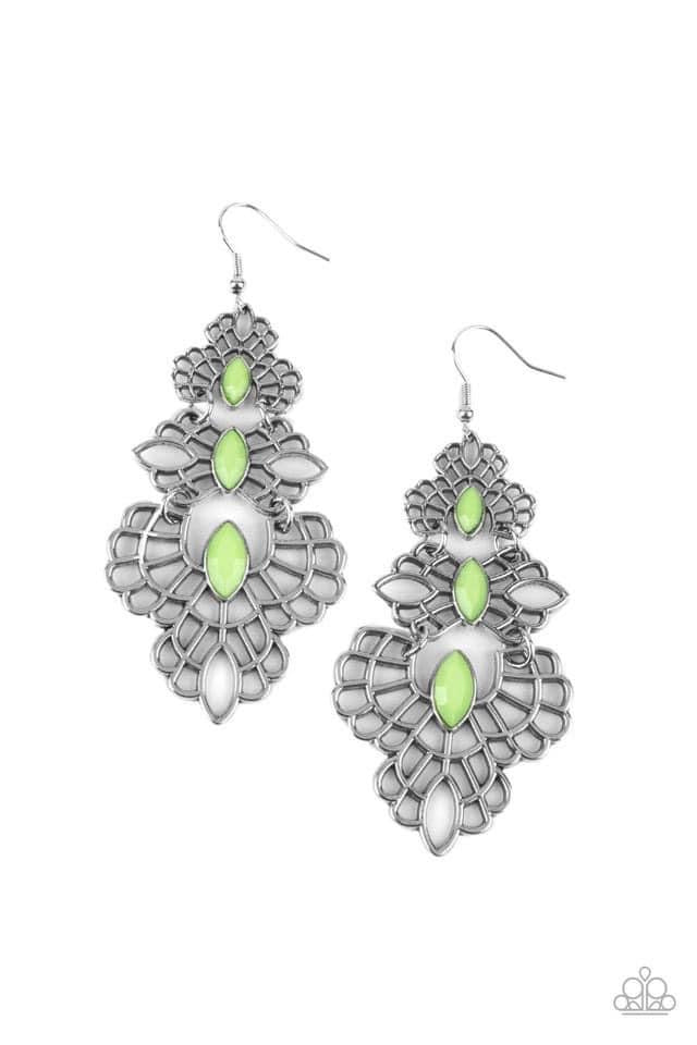 Flamboyant Frills Green Earring