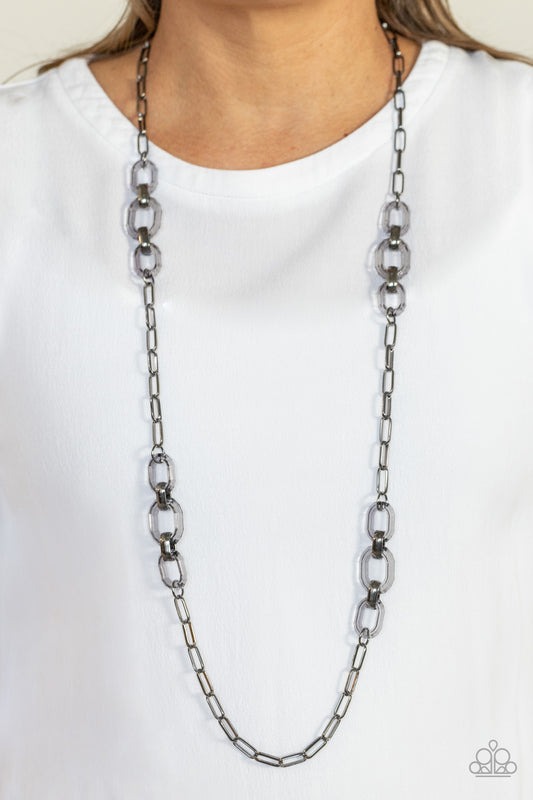 Have I Made Myself Clear Long Gunmetal Necklace